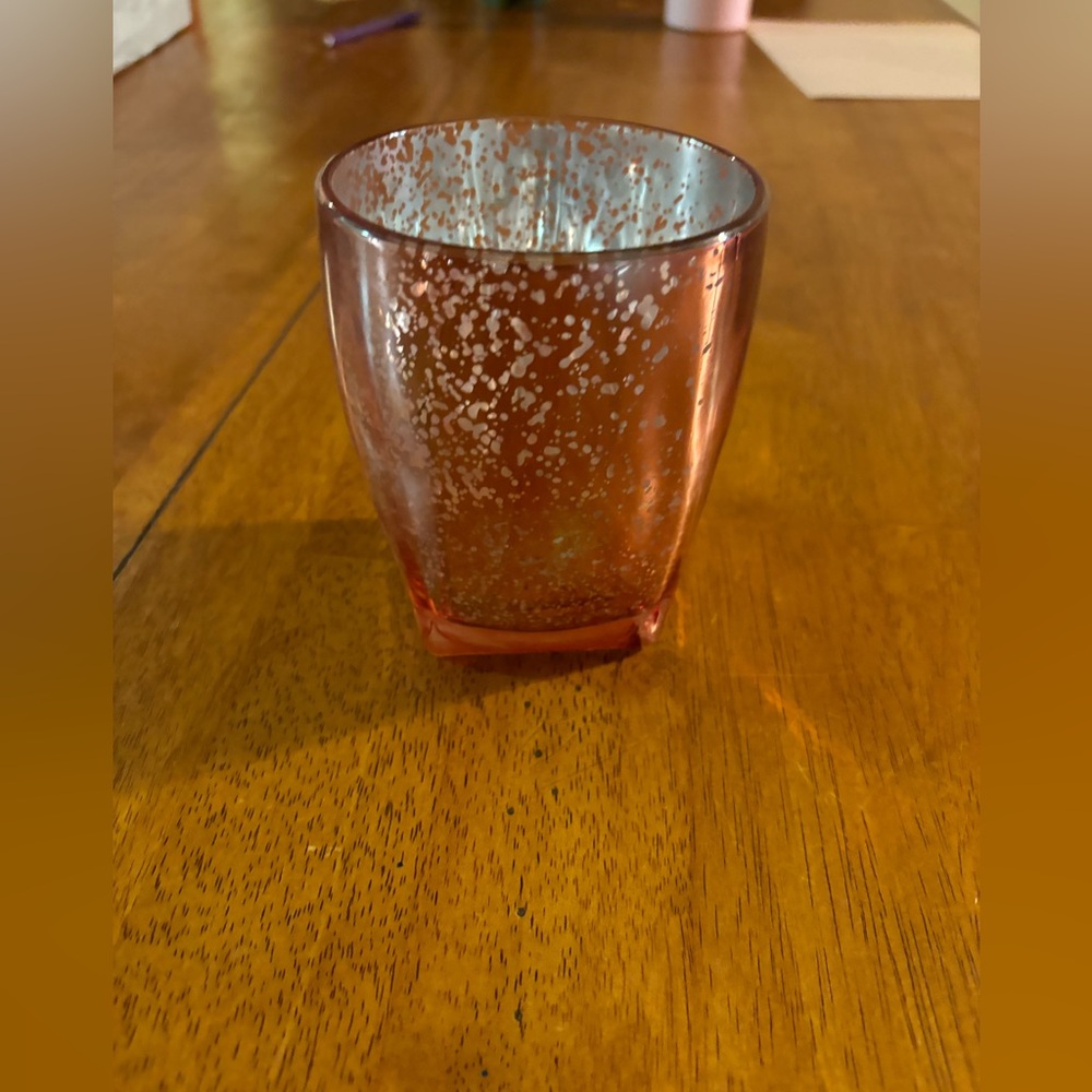 Pink and silver glass cup